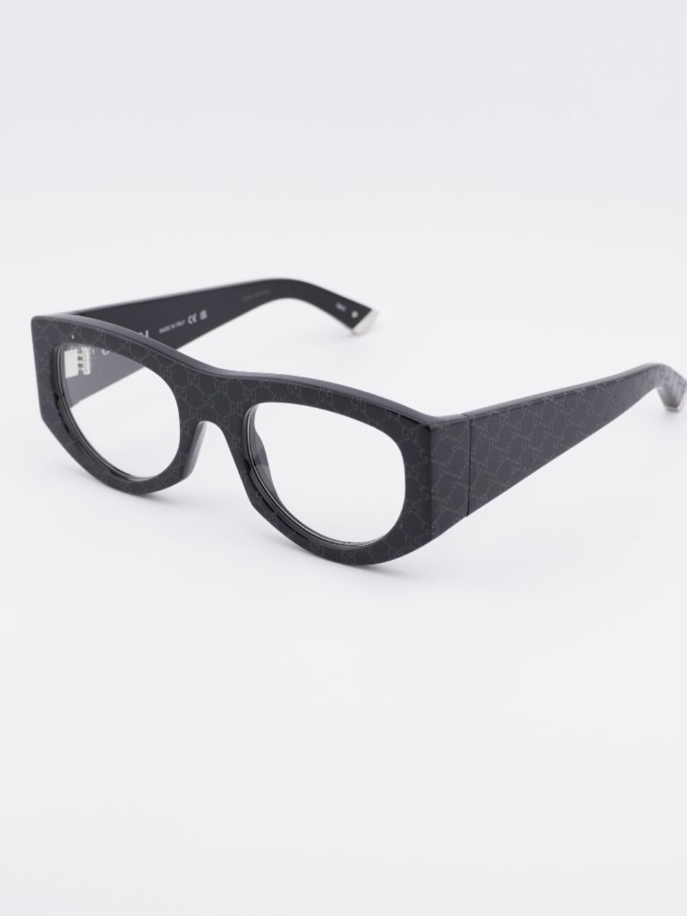 Gucci GG1918S 001 Sunglasses Shiny Black with GG Pattern Square Frame